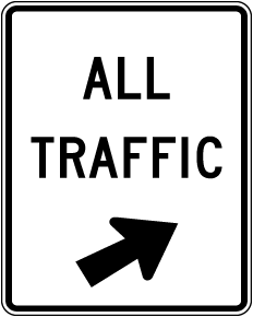 All Traffic (Diagonal Up Right Arrow) Sign