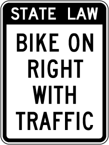 State Law Bike On Right With Traffic Sign