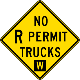 No R Permit Trucks W Sign