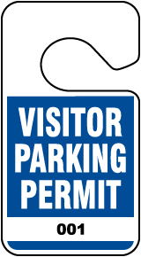 Blue Visitor Parking Permit Tag
