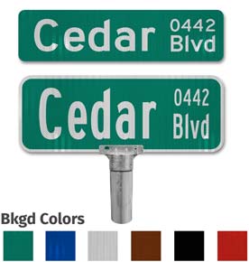 Flat Blade Sign with Suffix and Street Number