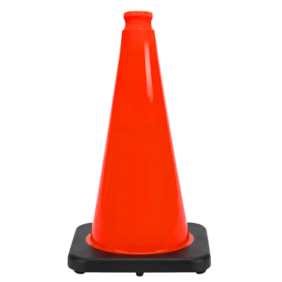 18" Elite Orange Traffic Cone, 3lbs Black Base, No Bands