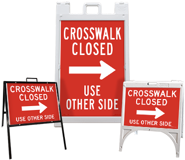 Crosswalk Closed Use Other Side (Right Arrow) Sandwich Board Sign