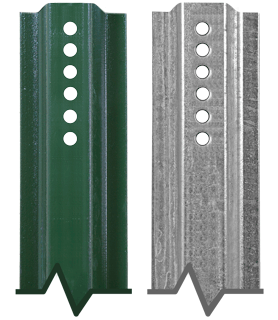 3' U-Channel Anchor Posts - Green Enamel and Galvanized