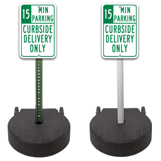 60 lb. Circular Portable Sign Stand with 5' PVC or 6' U-Channel Post