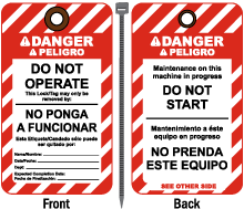 Bilingual Danger Do Not Operate Tag