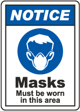 Masks Must Be Worn In This Area Sign