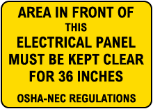 Keep Area Clear for 36 inches Label