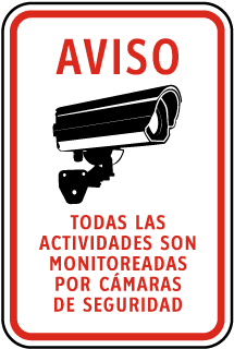 Spanish Activities Monitored By Camera Sign
