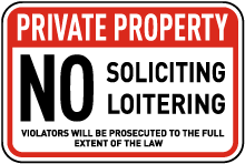 No Soliciting Loitering Sign