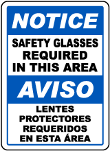 Bilingual Safety Glasses Required In This Area Sign