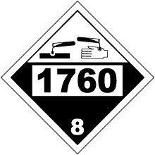 UN # 1760 Class 8 Corrosive Placard