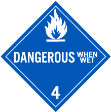 Dangerous When Wet Class 4 Placard