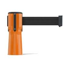Black Diagonal Cone-Mounted Retractable Belt Barrier