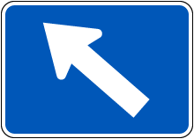 Left Diagonal Turn Arrow (Auxiliary) Sign