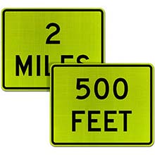 Custom Yellow/Green Supplemental Distance Sign