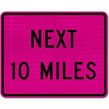 Custom Pink Supplemental Next Distance (Miles) Sign