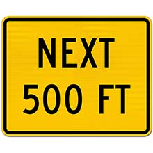 Custom Yellow Supplemental Next Distance (Ft) Sign