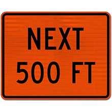 Custom Orange Supplemental Next Distance (Ft) Sign
