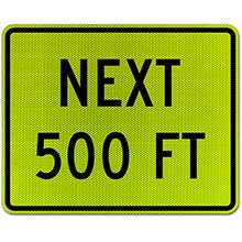Custom Yellow/Green Supplemental Next Distance (Ft) Sign