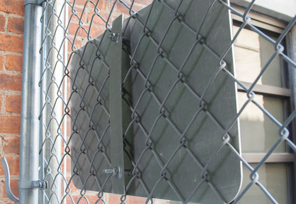 Back-view of the chain-link fence brackets