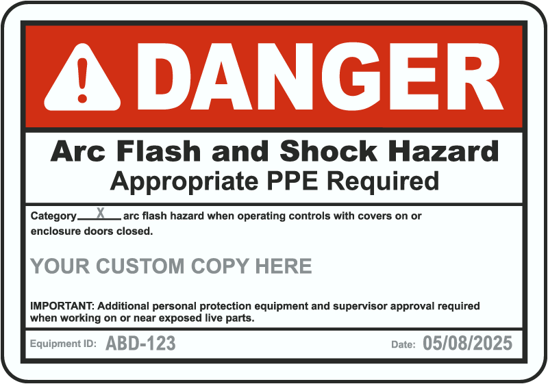 Arc Flash Danger Label Example
