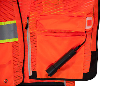 Orange LED Vest Back Night Time